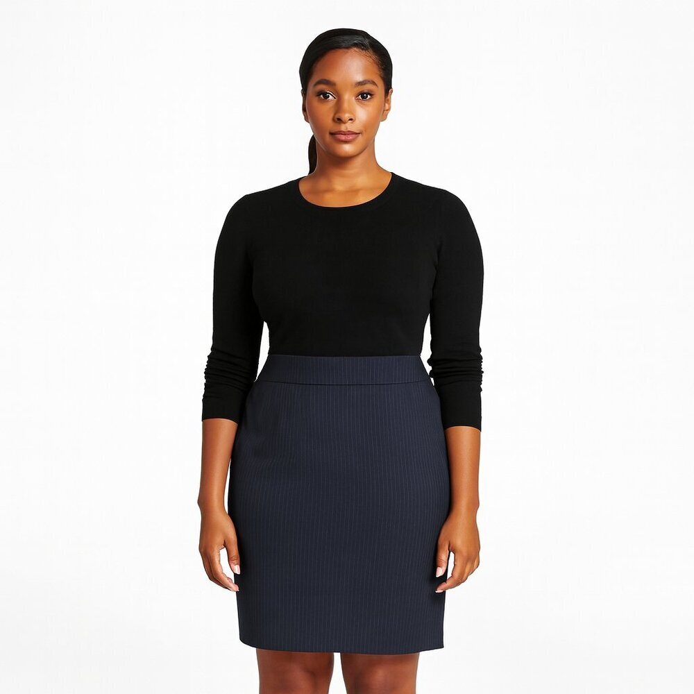 Worthington Navy Pinstripe Pencil Skirt | Size 6